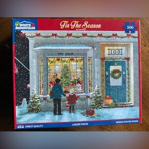 White Mountain Holiday Toy Shop Puzzle - Red and Green Accents